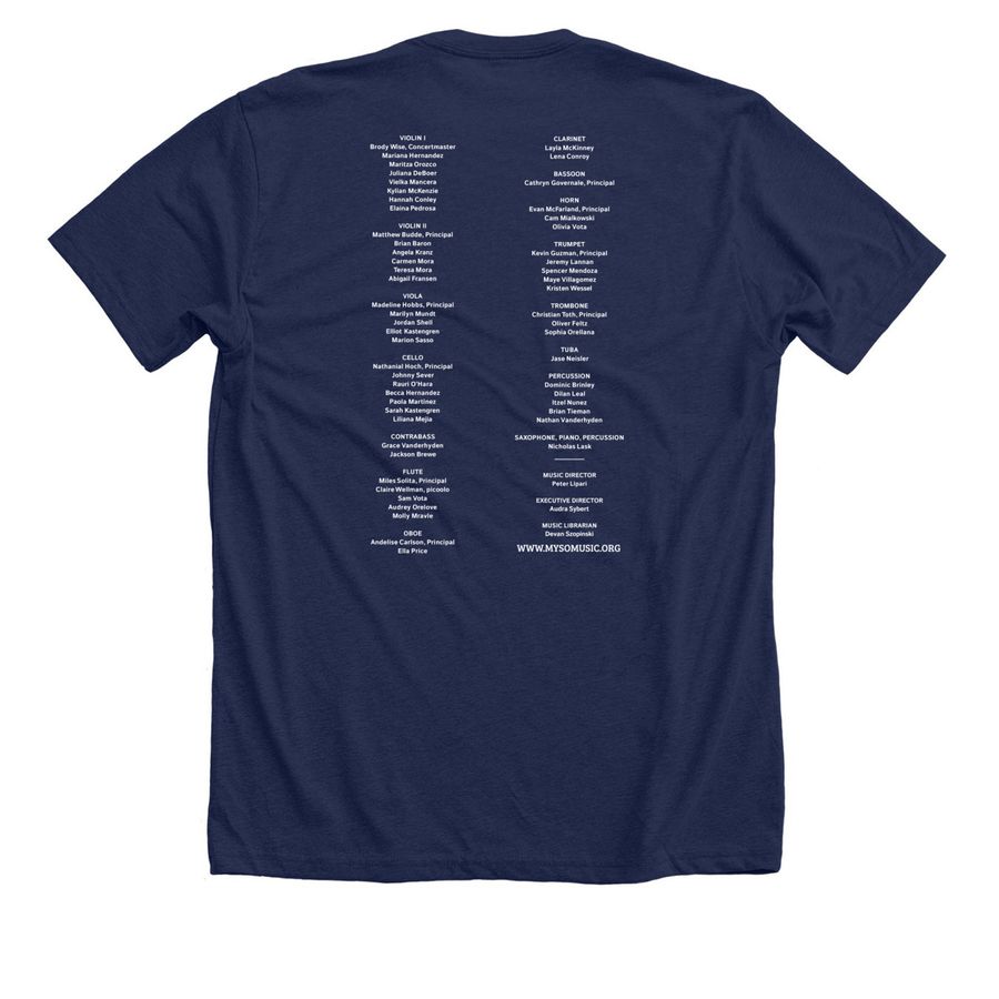 MYSO 2025-2026 Season Apparel, a Solid Navy Blend Premium Unisex Tee (back-view)