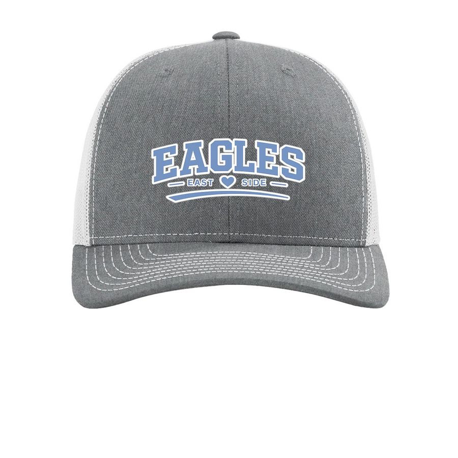 East Side Trucker Hat, a Heather Grey/ Light Grey Printed Snapback Trucker Cap
