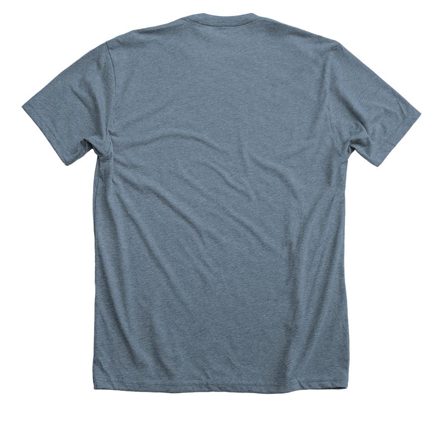 Sunshine Farm Cat Rescue, a Heather Slate Premium Unisex Tee (back-view)