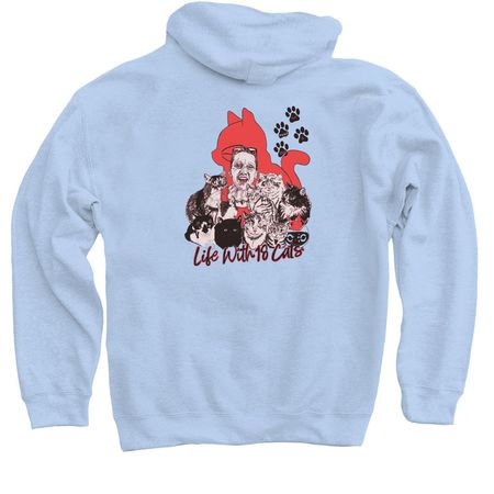 LifeWith18Cats GM Collection, a Light Blue Pullover Hoodie