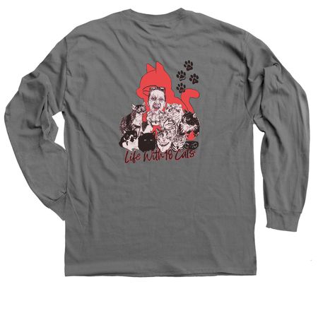 LifeWith18Cats GM Collection, a Charcoal Classic Long Sleeve Tee