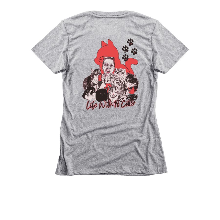 LifeWith18Cats GM Collection, a Dark Heather Grey Women's Slim Fit Tee (back-view)