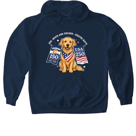 2026 Crested Butte July 4th Parade T-shirts, a Navy Gildan Softstyle Pullover Hoodie