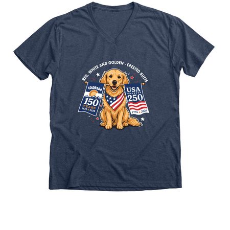 2026 Crested Butte July 4th Parade T-shirts, a Heather Navy Premium V-Neck Tee
