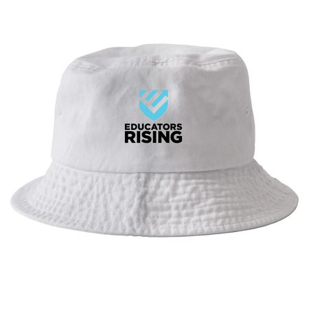Hats, a White Printed Bucket Hat