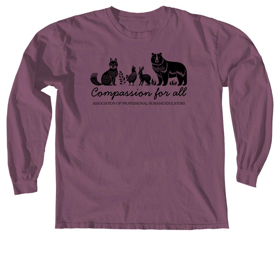 Compassion for All Wildlife Design, a Berry Comfort Colors Long Sleeve Tee