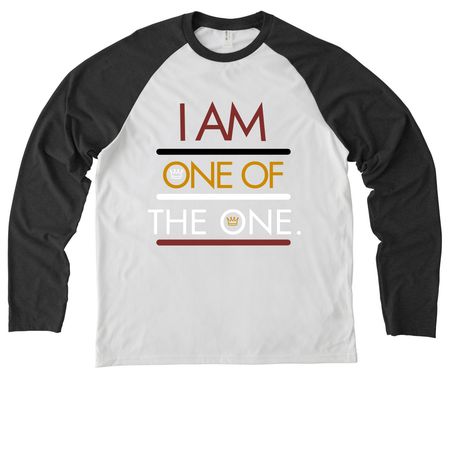I Am one of The One, a Space Black/ Bright White Allmade Eco Triblend Colorblock Raglan Long Sleeve Tee