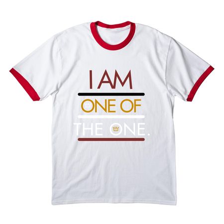 I Am one of The One, a White/ Red Cotton Ringer Tee
