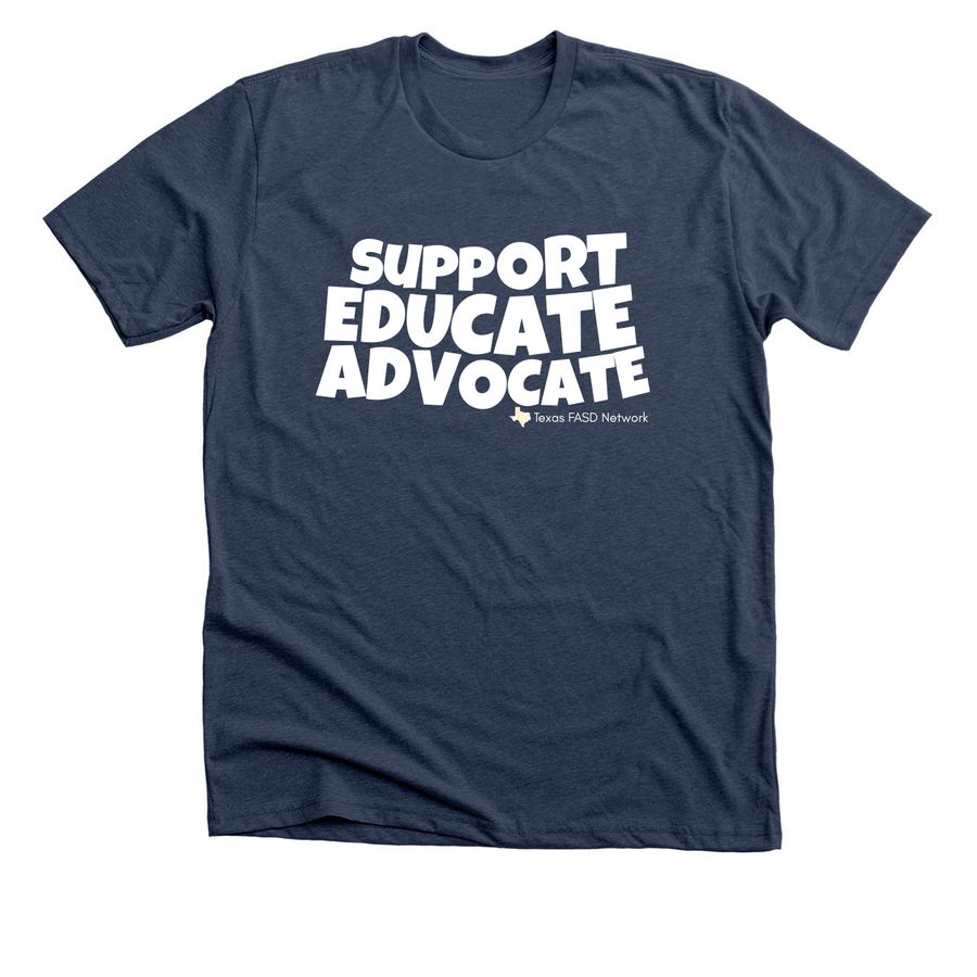 TX FASD - Support Educate Advocate Wave, a Heather Navy Premium Unisex Tee