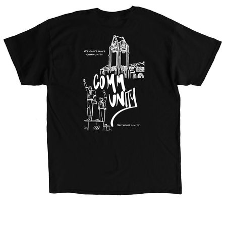 SJSU Community Design, a Black Classic Unisex Tee (back-view)