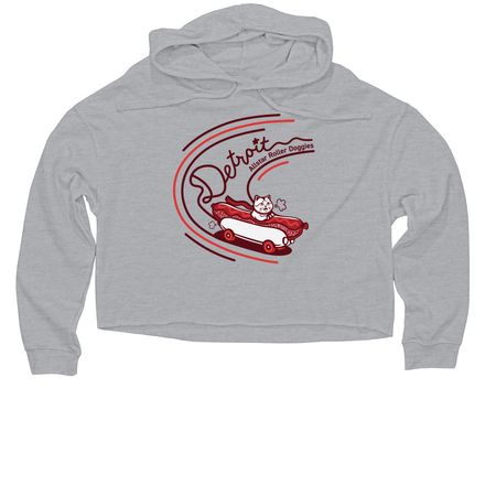 Detroit Allstar Roller Doggies, a Grey Heather Women?s Lightweight Cropped Hoodie