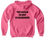 Heart of Surfing-Ocean Playground Backside LY, a Pink Lemonade Softstyle Youth Pullover Hoodie (back-view)