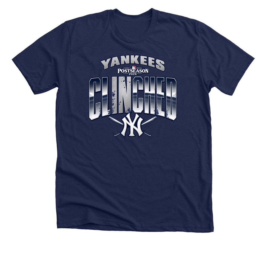New York Yankees 2026 Postseason Clinched Nav, a Solid Navy Blend Premium Unisex Tee