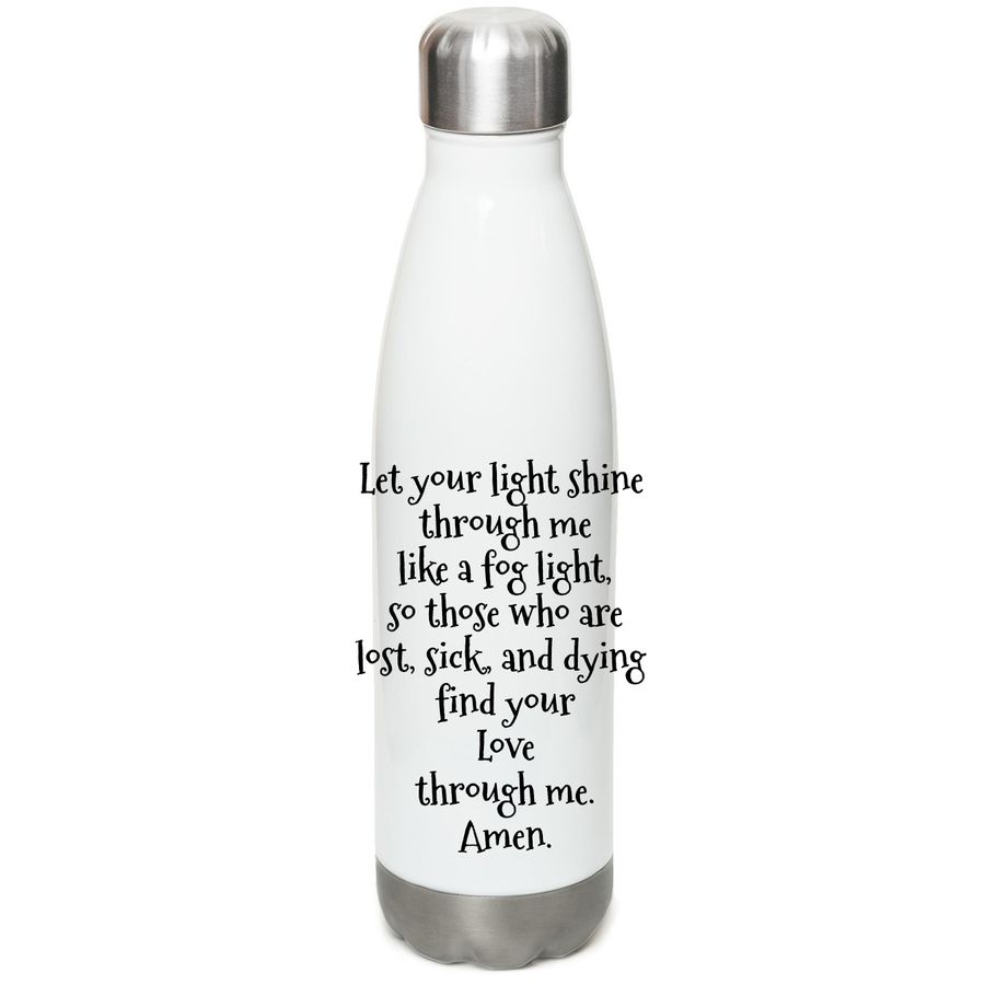 Cancer Conquerors&nbsp;, a White Stainless Steel Water Bottle (back-view)