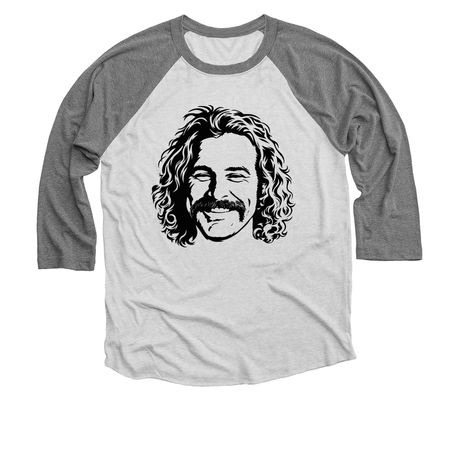 Mustache, a Premium Heather and Heather White 3/4 Sleeve Baseball Tee