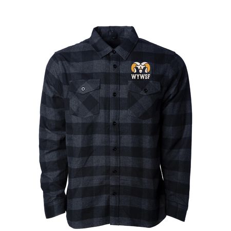 WY WSF Chest Light Logo Shirts, a Charcoal Heather/ Black Unisex Flannel Shirt