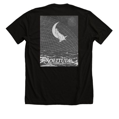 Solitude (Midnight), a Solid Black Blend Premium Unisex Tee (back-view)