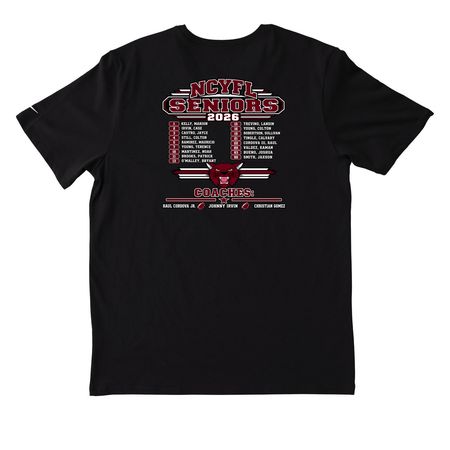 Senior Football Roster, a Black Nike Dri-FIT Jersey Blend Performance Tee (back-view)