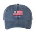 American flag w/pawprint Baseball/Trucker Hat, a Navy Printed Pigment Dye Baseball Cap