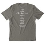 Good Work, a Driftwood Grey Allmade Organic Cotton Mineral Dye Tee (back-view)