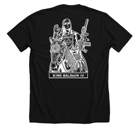 KING BALDWIN IV&nbsp;, a Solid Black Blend Premium Unisex Tee (back-view)