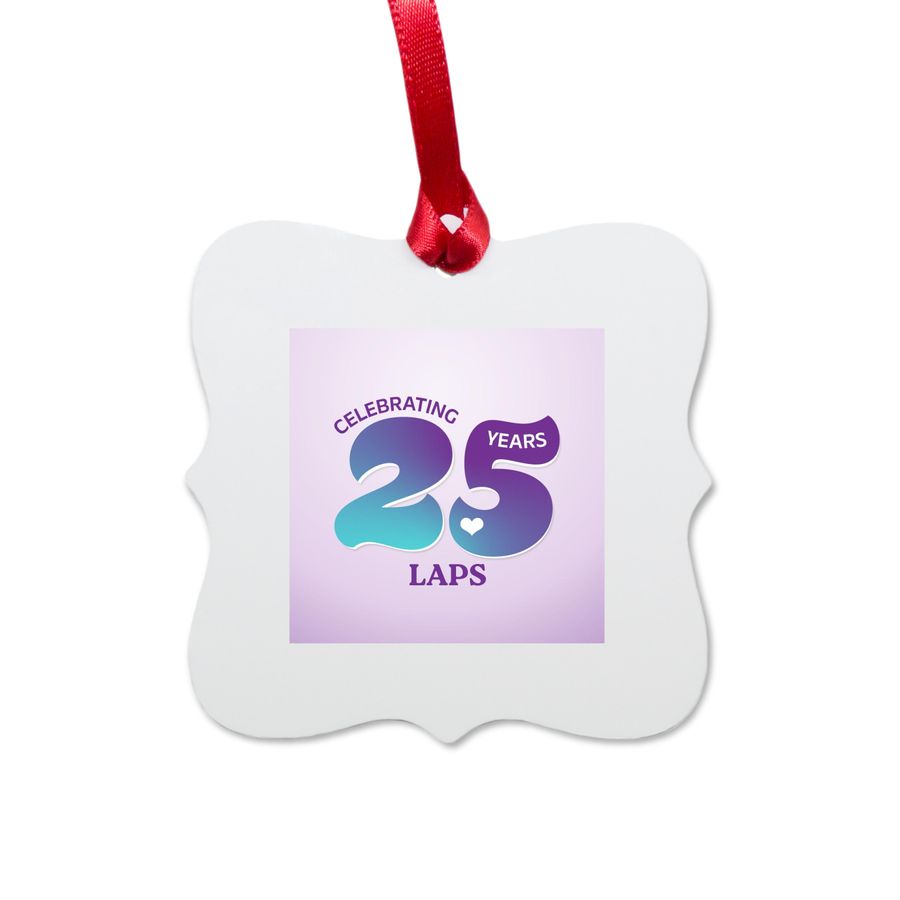 LAPS Turns 25 Hanging Ornament, a White Aluminum Square Ornament