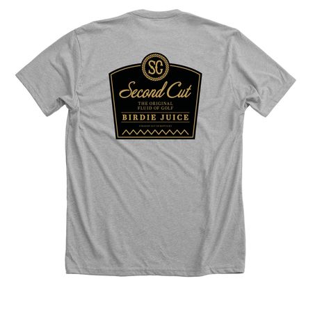 BIRDIE-JUICE, a Athletic Heather Premium Unisex Tee (back-view)