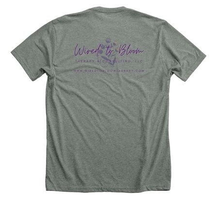 Celebrate Minds of All Kinds, a Deep Heather Premium Unisex Tee (back-view)