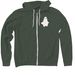 Ween Pocket Ghost, a Military Green Zip Up Hoodie