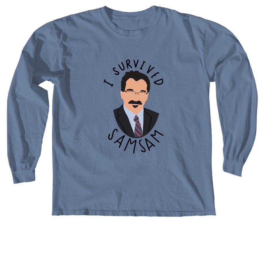 I Survived Samsam, a Blue Jean Comfort Colors Long Sleeve Tee