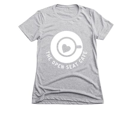 The Open Seat Cafe, a Dark Heather Grey Women's Slim Fit Tee