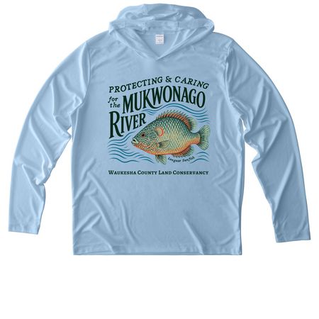 Made for River Adventures, a Light Blue UV Performance Long Sleeve Hoodie