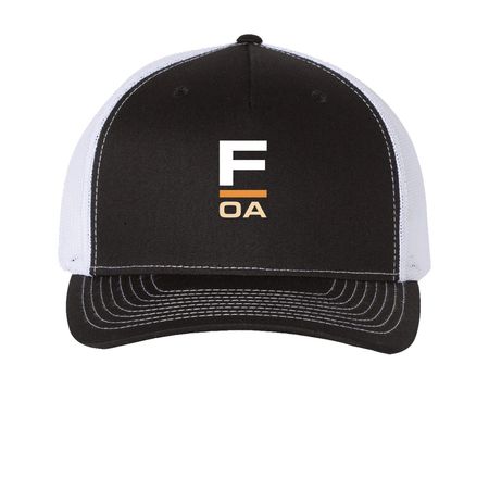 FOA Hats, a Black/ White Printed Five-Panel Trucker Cap