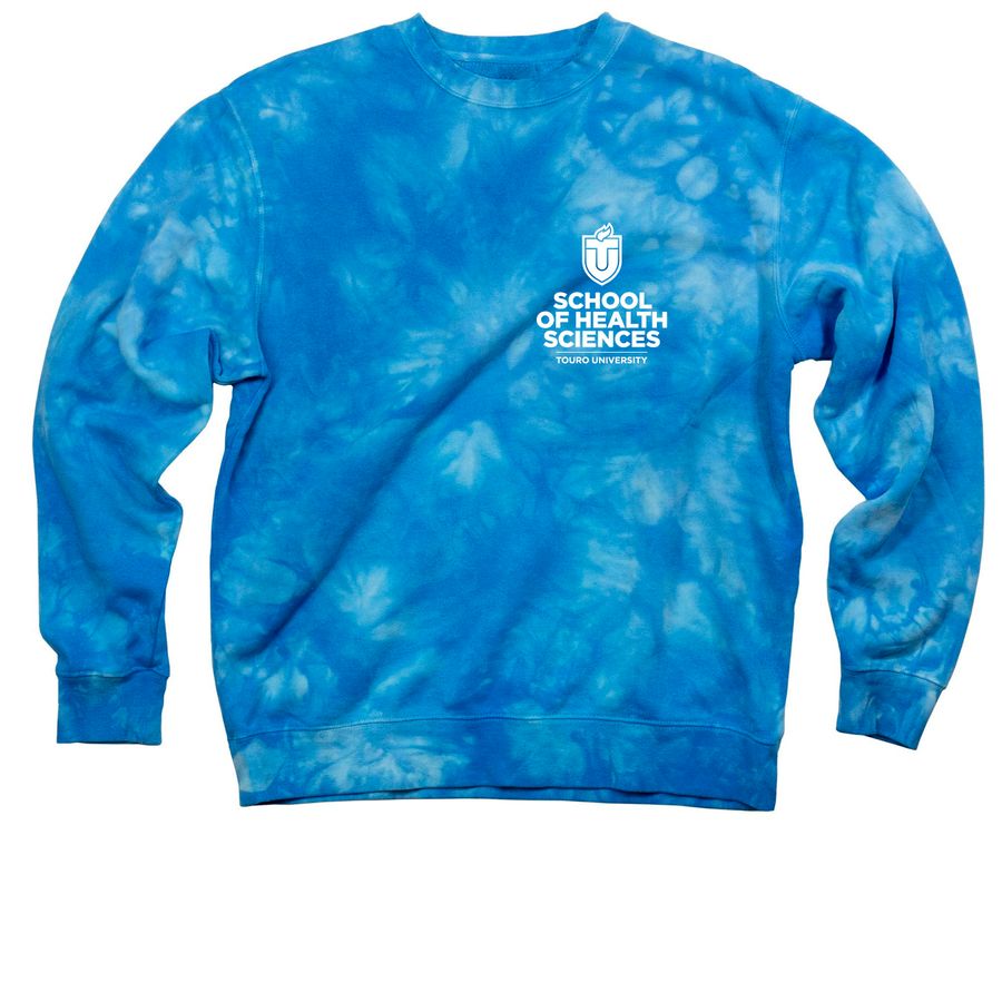 Touro University- School of Health Sciences, a Aqua Blue Tie Dye Crewneck Sweatshirt