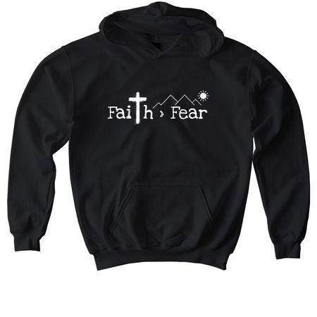 Faith > Fear&nbsp;, a Black Softstyle Youth Pullover Hoodie