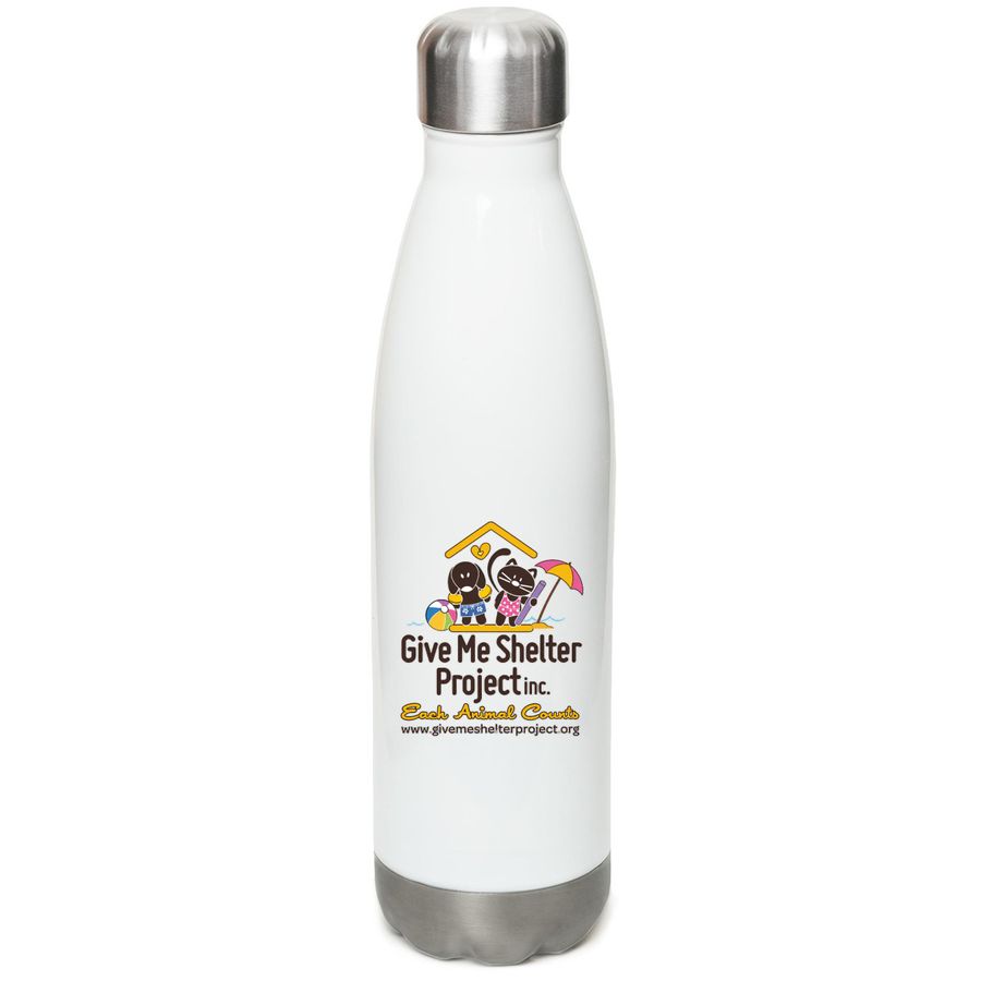 GMSP - Summer Logo Water Bottle, a White Stainless Steel Water Bottle