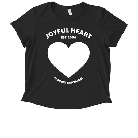 White Heart Support Survivors Tee, a Deep Black Allmade Eco Triblend Women?s Scoop Neck Tee