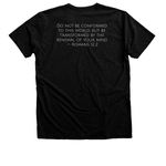 Be Square, a Black Heather Premium Unisex Tee (back-view)