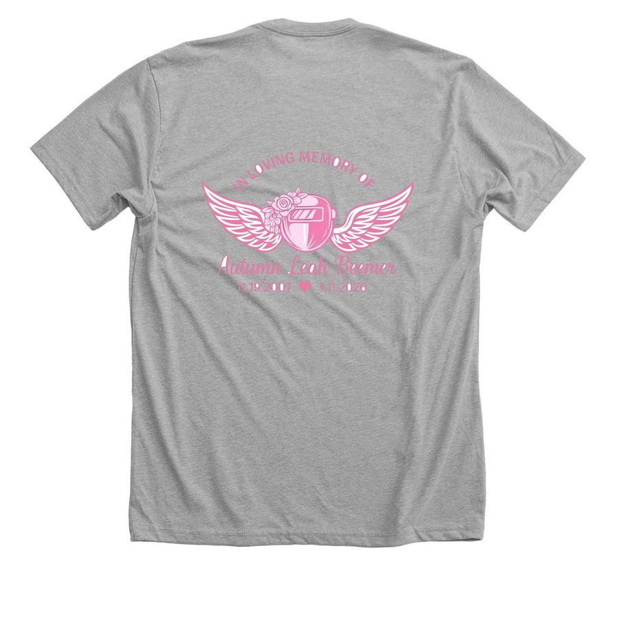 In memory of Autumn Beemer, a Athletic Heather Premium Unisex Tee (back-view)