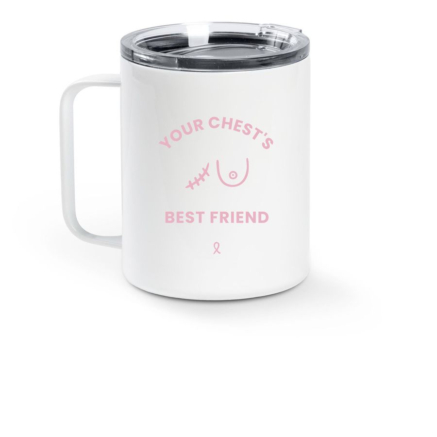 TRAVEL CUPPA, a White Stainless Steel Travel Mug (back-view)