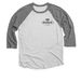 1980's retro logo, a Premium Heather and Heather White 3/4 Sleeve Baseball Tee
