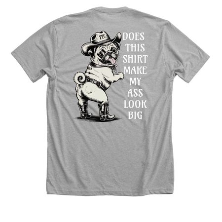 Puggy, a Athletic Heather Premium Unisex Tee (back-view)