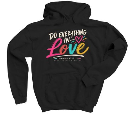 NEBC Youth - love, a Black Youth Pullover Hoodie