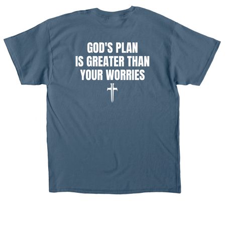 Pray Trust Repeat, a Indigo Blue Classic Unisex Tee (back-view)
