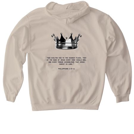Philippians 2:9-11, a Sand Gildan Softstyle Pullover Hoodie (back-view)