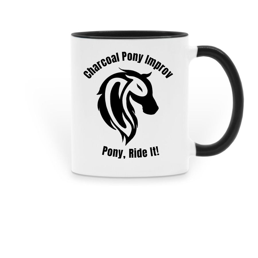 Charcoal Pony Mugs!, a Black Two-Tone Ceramic Mug