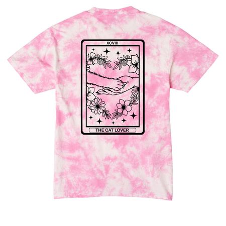 Cat Lover?Tarot Card, a Bright Pink Crystal Tie Dye Tee