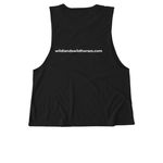 Freyja, a Deep Black Allmade Eco Triblend Women?s Muscle Tank (back-view)