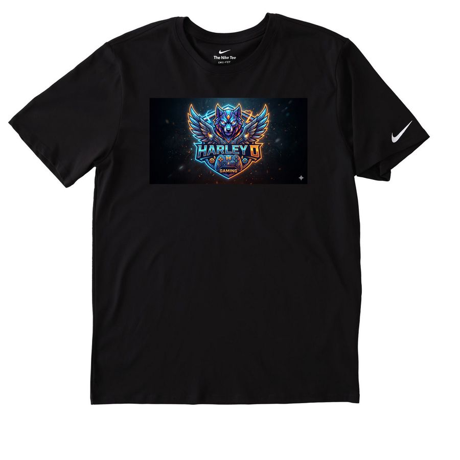 Harley D streams, a Black Nike Dri-FIT Jersey Blend Performance Tee