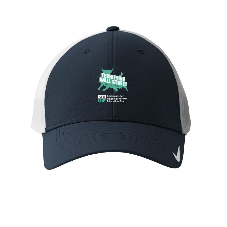 Terrifying Wall Street Caps, Dark, a Navy/ White Printed Nike Dri-FIT Legacy Performance Cap